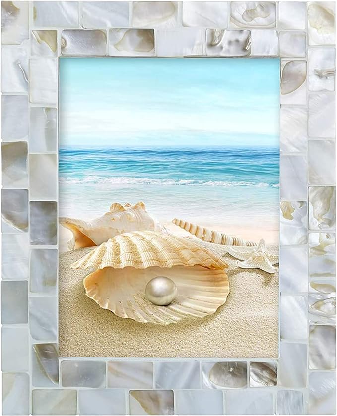 Handmade Picture Frames, Unique Natural Style, Chic Mosaic Beach Picture Frame by WORAMUK