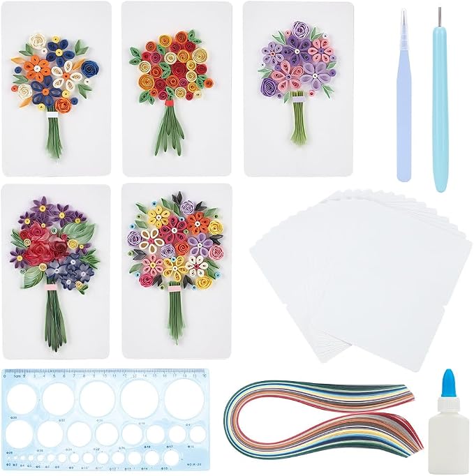 WEBEEDY Paper Quilling Kit 20 Sets Flower Card Quilling Kit by WEBEEDY