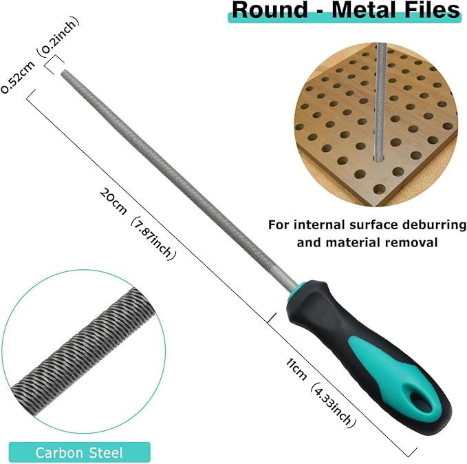 4Pcs Metal File Set, 8inch Hand Files Large Steel Rasp Files with Handles for Metalworking, Woodworking and More
