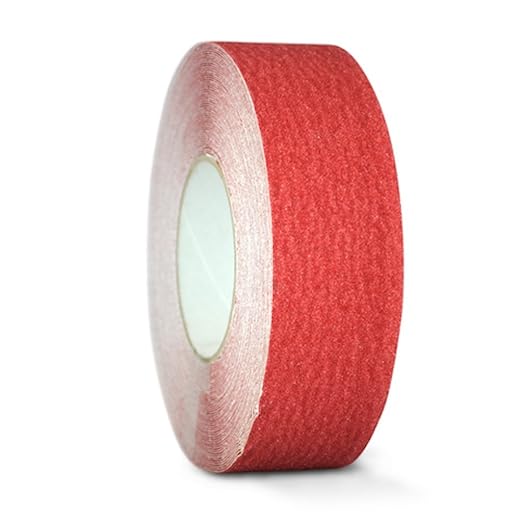 GGR Supplies T.R.U. NST-20C Red Non-Skid Tape 2 in. Wide x 60 ft. Length Safety Way 60 Grit Anti Slip Traction Tape 32 Mil