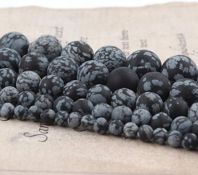 8mm Matte Snowflake Obsidian Bead, 15-Inch Matte Round Loose Stone Beads - Image 6