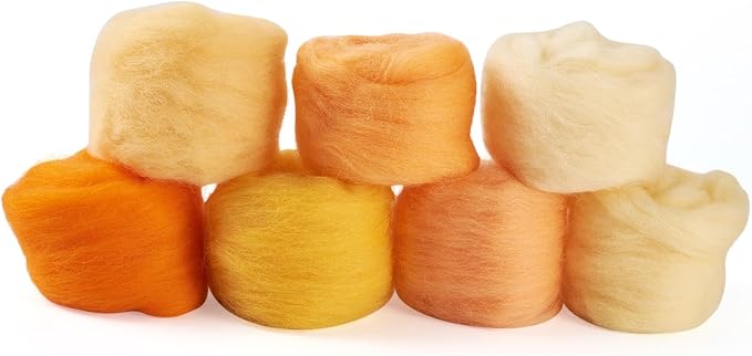 Boutigem 7 Color 35G Orange Needle Felting Wool Roving, Fibre Wool Roving Yarn - Image 8