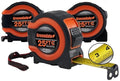 Greendale - 3 Pack - Tape Measures 25 ft - Easy to Read Fractions to 1/8th inch - Magnetic Tip - Thumb and Quick Lock - Autowind - Belt Clip - Measuring Tapes Retractable - Red/Orange