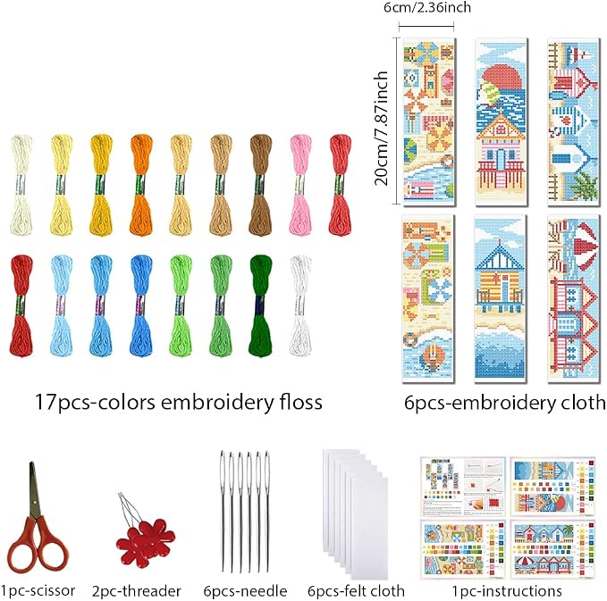 FREEBLOSS 6 PCS Cross Stitch Bookmark Kits - Image 2