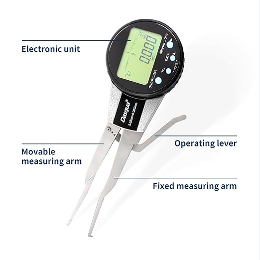 Dasqua Digital Internal Caliper Gage with 0.200"-1" /1.200"-2"/0.400"-1.2" Measuring Range (0.200"-1.0"/5-25mm)