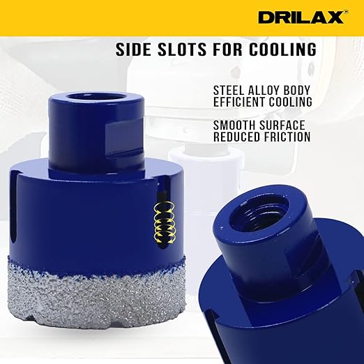 Drilax Pro Series 2 Inch Diamond Hole Saw for Angle Grinders | 1-3/8" Depth | 5/8"-11 Thread | Fast & Dry Drilling for Large Conduit, Pipes, Access Holes | Long Life
