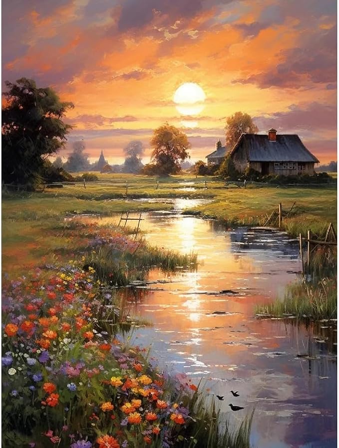 Eiazuiks Diamond Painting Kits for Adults, Sunset 5D DIY Diamond Art Kits Full by Eiazuiks