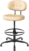 Misolant Armless Drafting Chair, Tall Office Chair no Wheels with Footrest Ring for Standing Desk, Small Faux Leather Executive Office Chair with Adjustable Height for Bar Counter Desk Khaki