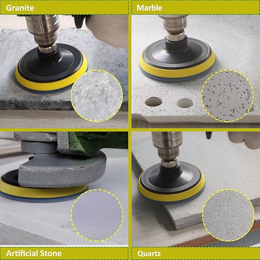 Dry Diamond Polishing Pads 4"/100mm - 8pcs Grit 50 Polish Pad Kit for Granite Marble Artificial Stone Quartz for Angle Grinder SANLEETEK