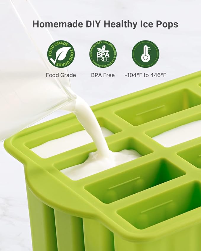 Popsicles Molds, MEETRUE 12 Pieces Silicone Popsicle Molds Easy-Release - Image 2