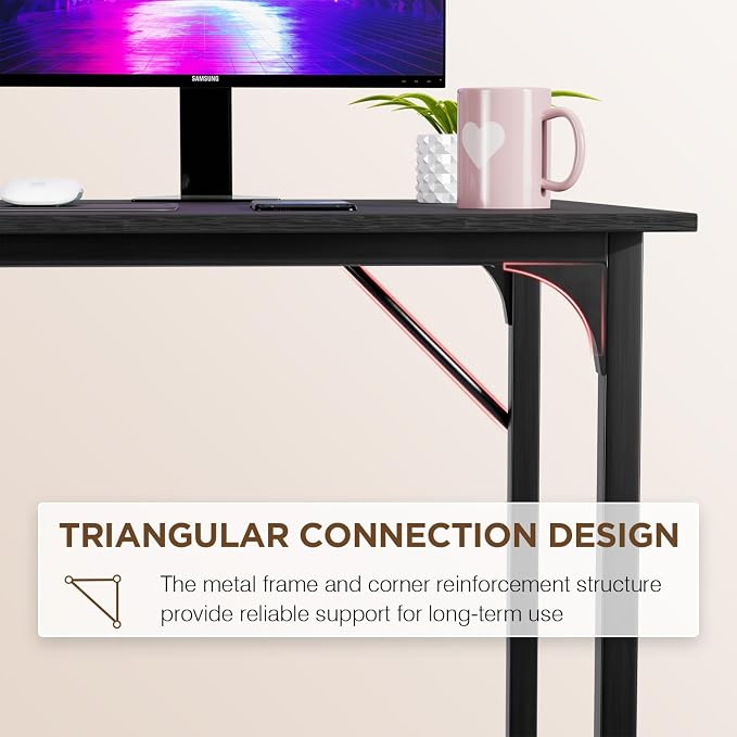 PayLessHere | 47 Inch Computer Desk | Black | Office Desk - Image 6