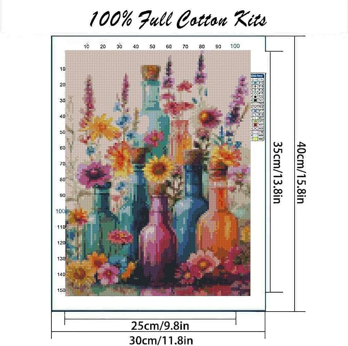 MYBISYMQQ Flower Stamped Cross Stitch Kits, DIY Flowers Cross Stitch Ornament - Image 2