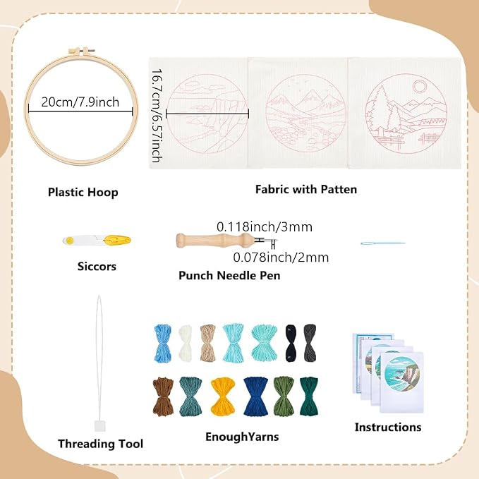 BEUNITONE 3PCS Landscape Punch Needle Kit - Image 2