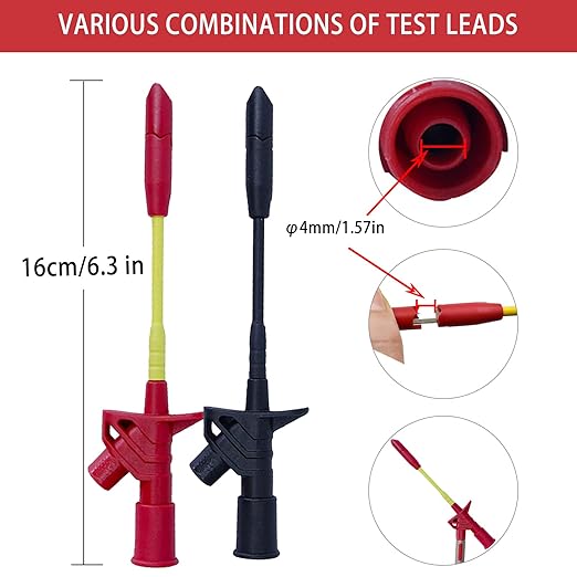 24 Pcs Multimeter Test Leads Set with Alligator Clips, Insulation Piercing Test Clip and Test Probes 1000V 10A CAT III for Fluke, KAIWEETS, INNOVA Multimeter, Voltmeter, Clamp Meter