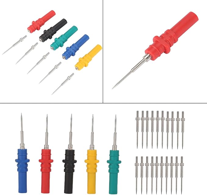 5pcs Oscilloscope Probes Pins and 20pcs Replacement Needles Automotive Diagnosis Test Repair Tools Piercing Needle Probes for Auto Maintainance