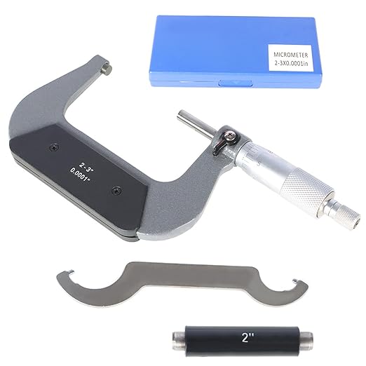 2-3 in Precision Outside Micrometer W/Box, Accuracy 0.0001 in, Professional Grade Precision Machinist Tool
