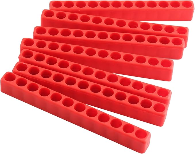 20Pcs 12 Holes Hex Shank Screwdriver Bit Holder, Plastic Screwdriver Head Storage Case, Drill Bit Storage Case, Screwdriver Head Holder Organizer Fit for 1/4 Inch Hex Shank, Red