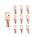10pcs 2 AWG-1/4”(M6) Ring Terminals 2 Gauge Copper Wire Lugs Battery Cable Ends Heavy Duty Battery Cable Terminal Connectors