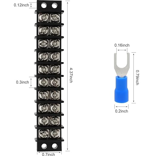 Terminal Block,2 Pack 10 Circuits 20-30A 200v-450v Dual Row Screw Terminals Strip +40 PCS Heat Shrink Wire Connectors