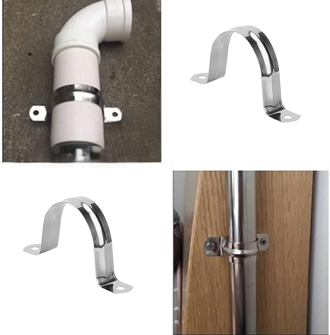 100 PCS 2 Inch U Pipe Strap, M50 Stainless Steel Bracket Clamp for PVC Pipe, 50mm
