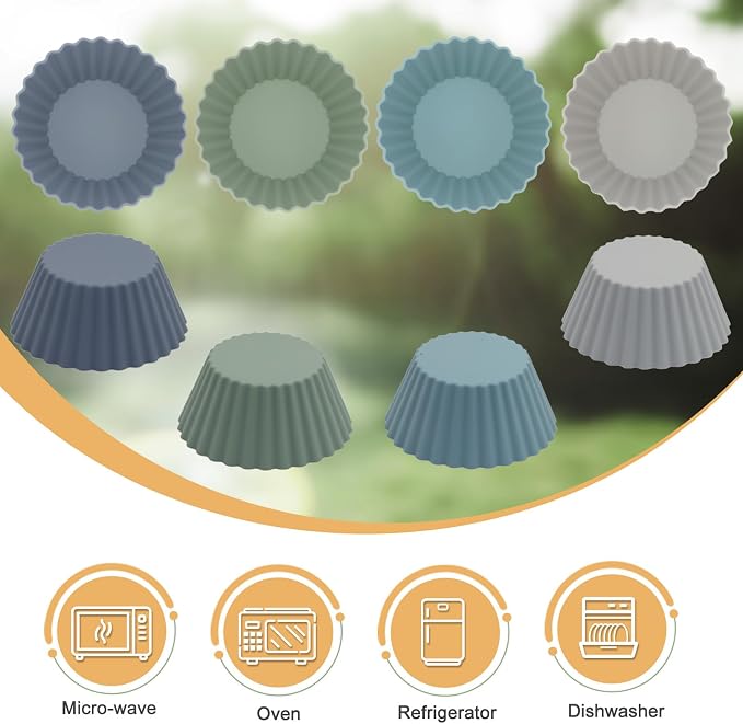 Large Silicone Muffin Cups, 12 Pack Reusable Cupcake Liners Jumbo Size 3.54inch - Image 4
