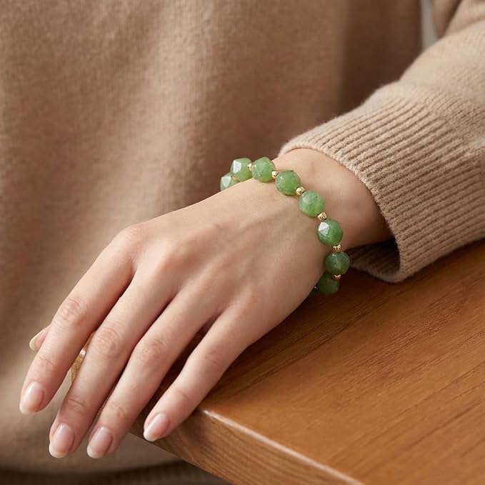 34pcs Natural Green Jade Stone Beads - Image 5