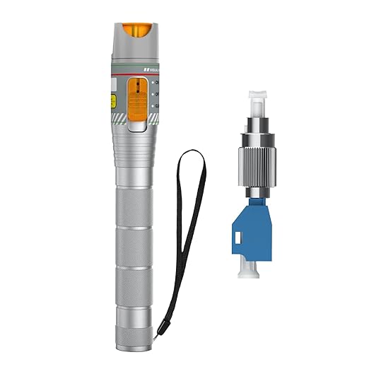 Fiber Visual Fault Locator 50KM with FC/LC Adapter Kit, VFL Include Single Mode 9/125um FC Male to LC Female Connector, Red Light Pen for CATV Telecommunications Engineering Maintenance