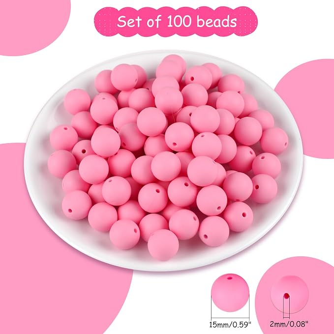 ASTARON 100 Pcs 15mm Silicone Beads - Image 2