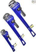 3Pcs 8&12&18-inch Heavy Duty Pipe Wrench Sets - Heavy Duty Straight Plumber Wrenches Set,Easy Adjusting,Tight Bite without Slipping
