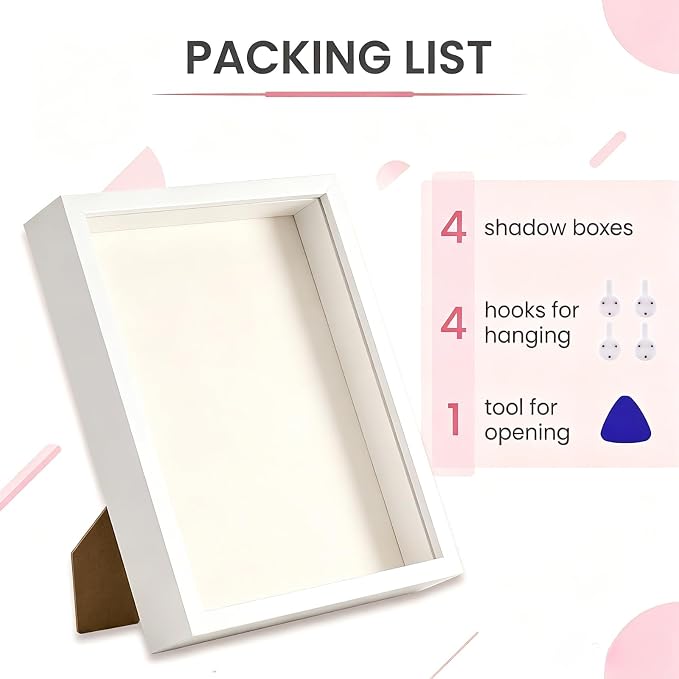 4 Pack Shadow Box Frame, 1.2" Depth 3D Picture Frame - Image 4