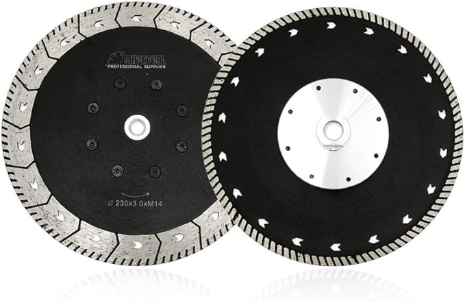 SHDIATOOL 7 Inch Granite Turbo Cutting Blades Two-in-One Design Cut Grind Sharpen Marble Concrete and Bricks(2-Pack)