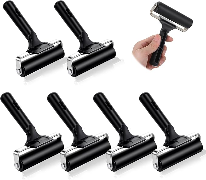Oqqlin 6 Pcs Brayer Roller, 4 Inch Black Printmaking Press Roller Handle by Unknown