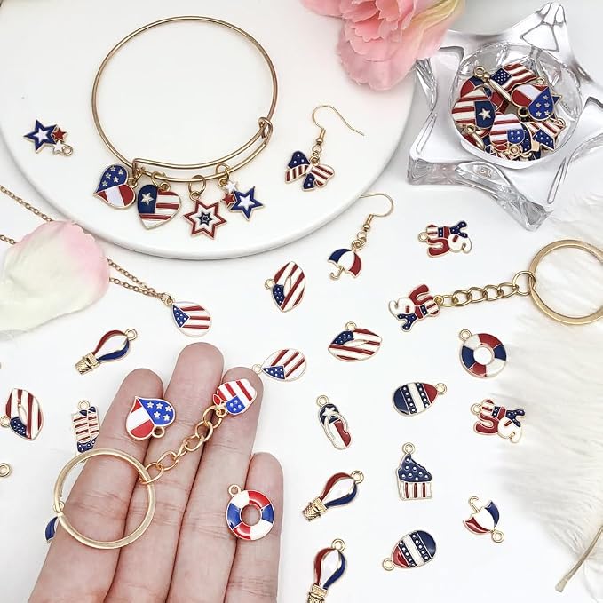 WOCRAFT 120pcs Assorted Enamel Bracelet 4th of July Independence Day American - Image 4