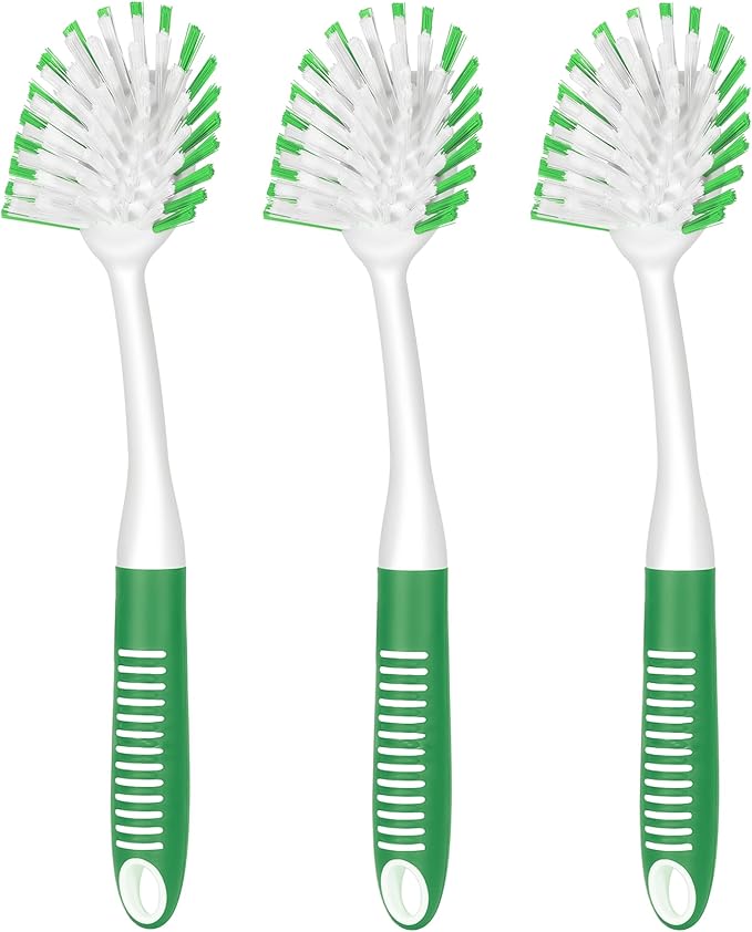 SetSail Dish Brush with Handle, 3 Pack Stiff Bristles Dish Scrubber with by SetSail