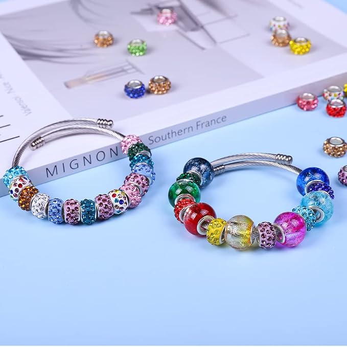 Aipridy European Large Hole Beads, Colorful Glass Charm Beads Set - Image 4