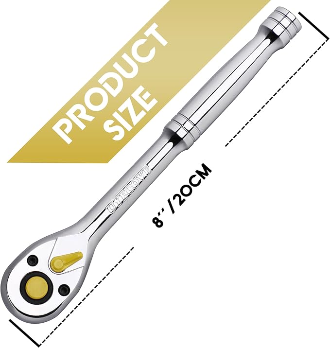 3/8 Inch Drive Ratchet Wrench, 3/8 Ratchet Wrench, Socket Wrench, 72-Tooth Quick-release Reversible Cr-Mo Head, Chrome Steel Made - 7.9''20cm