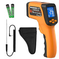 Infrared Thermometer Gun -58°F to 1472°F, 12:1 Laser Temperature Gun with -58°F to 572°F K-Type Probe, Dual-Mode Thermometer Guns Suitable for Cooking & Industry Measurements