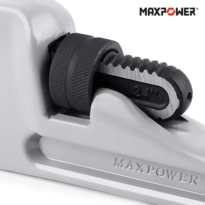 MAXPOWER 24 inch Pipe Wrench Aluminum Straight Pipe Wrench Heavy Duty 24-Inch Plumbers Wrench