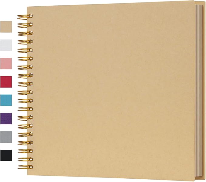 potricher 10 x 10 Inch DIY Scrapbook Photo Album 80 Pages Thick Kraft Blank by potricher