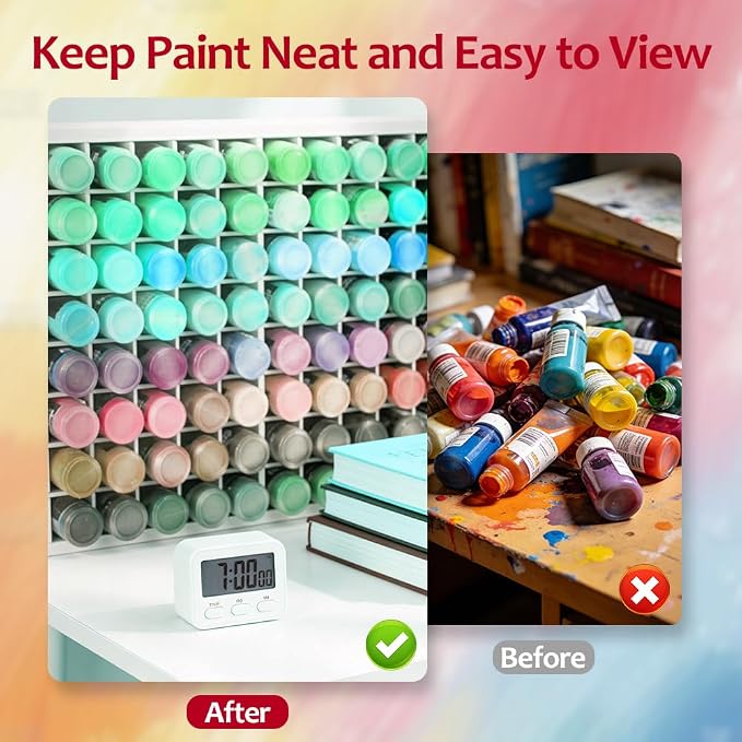 80 Grids Paint Organizer, Wall Mountable Craft Paint Storage Rack, Paint Bottle - Image 4