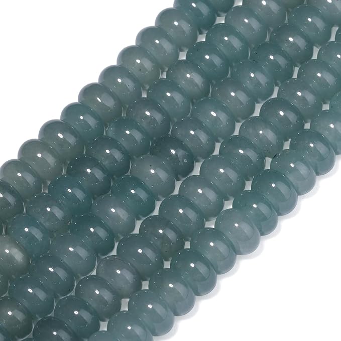 Songxi 5x8mm Natural Blue-Green Chalcedony Stone Rondelle Beads, Gemstone - Image 3