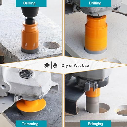 Diamond Tile Hole Saw Kit 12pcs - Diamond Core Drill Bits 6/8/10/19/25/35/50/65/102mm for Tile Porcelain Marble with 20mm Finger Bit and 50mm Chamfer Bit Trimming Holes and SDS Adapter