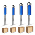 CSOOM 4PCS Professional Flush Trim Router Bits 1/4" Shank, Top Bearing Flush Trim Router Bit，Cutting Heights of 3/4“, 1”, 1-3/16“, 1-3/16”