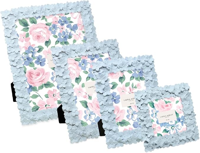 Laura Ashley 4x6 Powder Blue Flower Textured Hand-Crafted Resin Picture Frame - Image 5