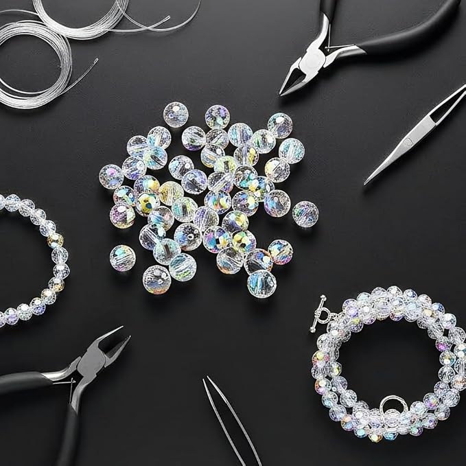 Glass Beads 80 Pcs 10mm Round 96 Faceted AB Color, Assortment - Image 5