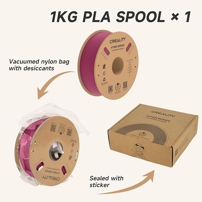 Official Creality Hyper PLA Filament 1.75mm, High Speed PLA 30-600mm/s 3D Printer Filament, Dimensional Accuracy +/-0.02mm, Fit Most FDM 3D Printers,1KG(2.2lbs) Spool Viva Magenta