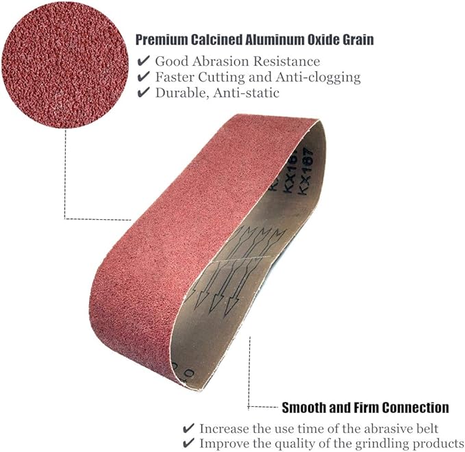 4 x 36 Inch Sanding Belt, 12 Pack 80 Grit 4x36 Aluminum Oxide Sanding belts (4x36 Inch, 80 Grit)