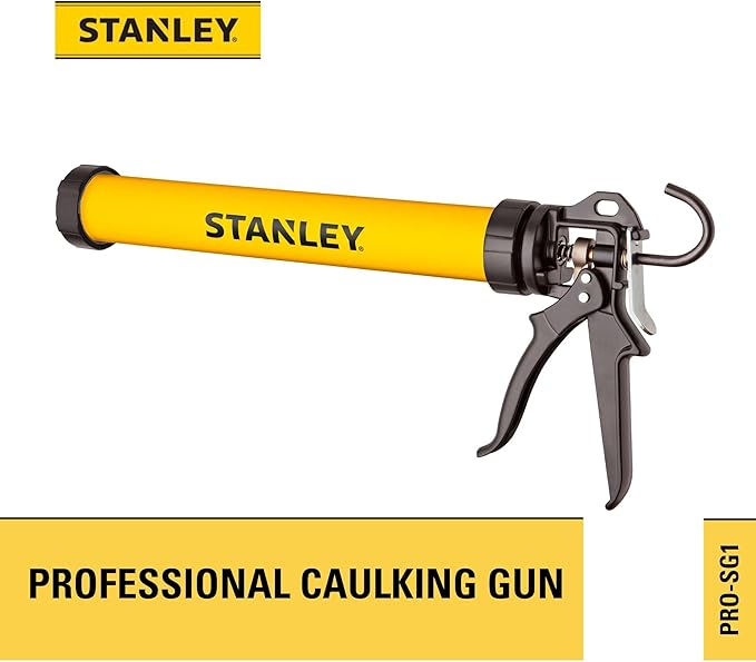 Stanley Professional Sausage Caulking Gun - No Drip Design with Steel Trigger, Aluminum Swivel Handle, 18:1 Thrust Ratio and 4000N Pushing Power for 10-13 oz Cartridges and 13-20 oz Sausages, 1 Pack