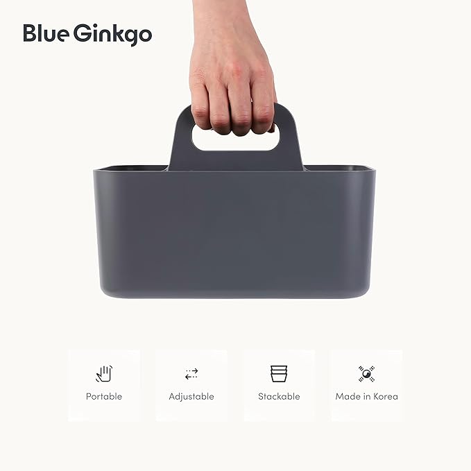 BLUE GINKGO Stackable Organizer Caddy, Dark Grey, Made in Korea | Portable. - Image 5