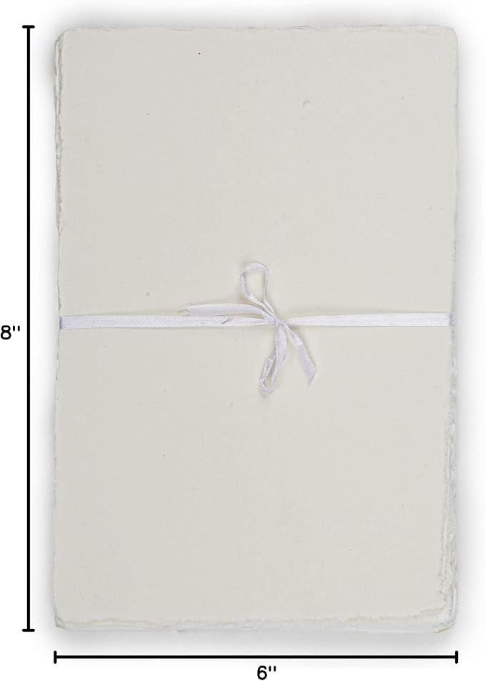 LEATHER VILLAGE Offwhite Deckled Edge Handmade Watercolor Paper 6x8 | 50 Sheets - Image 10